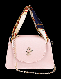 Fashion Pink Pvc Rose Flower Flap Silk Scarf Hand-held Messenger Bag  Pvc