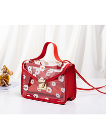 Fashion Red Large Capacity Crossbody Bag With Pvc Print Lock  Pvc