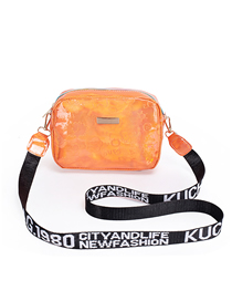 Fashion Orange Pvc Glossy Graffiti Letter Strap Crossbody Bag  Pvc