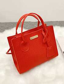 Fashion Red Pu Lychee Pattern Large Capacity Messenger Bag  Pu