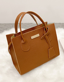 Fashion Brown Pu Lychee Pattern Large Capacity Messenger Bag  Pu