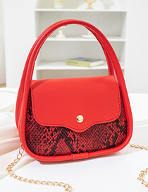 Fashion Red With Snake Pattern Pu Snake Print Flap Flap Crossbody Bag  Pu