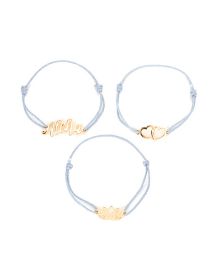 Fashion Gold Alloy Geometric Lotus Letter Heart Bracelet Set