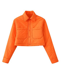 Fashion Orange Cotton-breasted Lapels Cropped Coat  Cotton