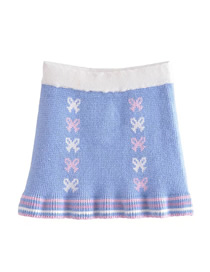 Fashion Blue Cotton Knitted Skirt  Cotton
