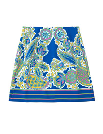Fashion Blue Cotton Print Skirt  Cotton