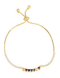 Fashion Gold Bronze Zircon Heart Bracelet