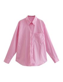 Fashion Pink Woven Button-down Lapel Shirt  Woven