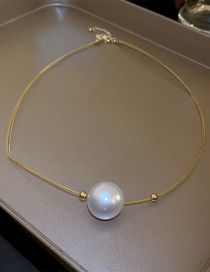 Fashion Gold Pure Copper Pearl Necklace  Copper