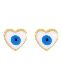 Fashion Gold-2 Copper Drop Oil Love Eye Stud Earrings