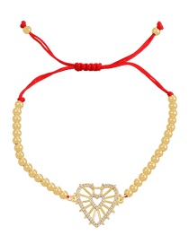 Fashion Red Bronze Zircon Heart Beaded Braided Bracelet