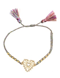 Fashion Color-3 Bronze Zircon Heart Beaded Braided Bracelet