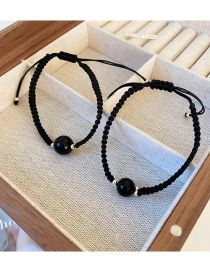 Fashion Black - Bracelet (set Of 2) Black Rope Braided Ball Bracelet Set Of 2  Cord