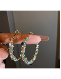 Fashion 5# Silver Needle Gold Crystal Pearl Wrap Earrings Alloy Diamond Geometric Round Earrings  Alloy