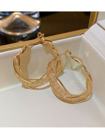 Fashion 6#gold Alloy Geometric Mesh Tube Braided Round Earrings  Alloy