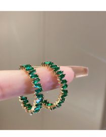 Fashion 9# Green Alloy Diamond Geometric Round Earrings  Alloy