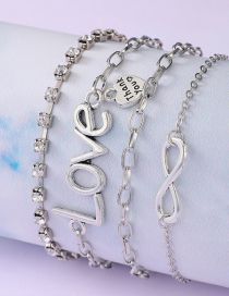 Fashion Silver Alloy Diamond Claw Chain Letter Cross Chain Multilayer Bracelet