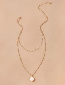 Fashion Gold Alloy Geometric Ball Double Layer Necklace