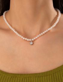 Fashion 4# Pearl Beaded Diamond Geometric Necklace