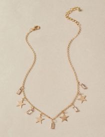 Fashion Gold Alloy Diamond Pentagram Tassel Necklace