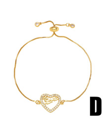 Fashion D Brass Gold Plated Beaded Diamond Heart Mama Bracelet