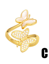 Fashion C Bronze Zirconium Butterfly Open Ring