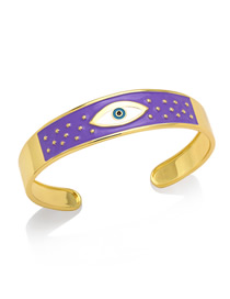Fashion Purple Copper Drop Oil Eye C Shape Open Bracelet