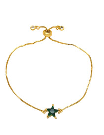 Fashion Green Brass Diamond Pentagram Pull Bracelet