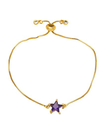 Fashion Purple Brass Diamond Pentagram Pull Bracelet
