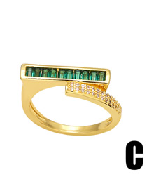 Fashion C Bronze Zirconium Geometric Ring