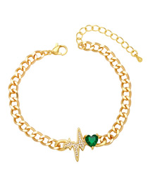 Fashion Green Bronze Heart Diamond Ecg Bracelet