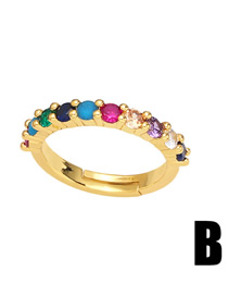 Fashion B Brass Set Round Zirconium Open Ring