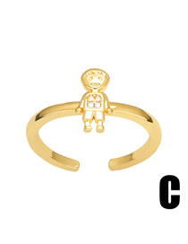Fashion C Brass Diamond Geometric Boy's Open Ring