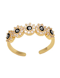 Fashion Black Bronze Diamond Drip Oil Eye Open Ring