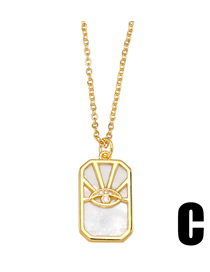 Fashion C Copper Diamond Geometric Eye Circle Necklace