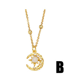 Fashion B Bronze Zirconium Crescent Necklace