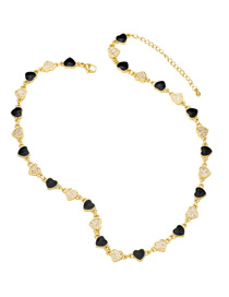 Fashion Black Bronze Diamond Drip Oil Love Necklace