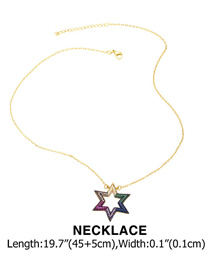 Fashion Necklace Brass And Diamond Pentagram Necklace