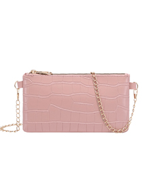 Fashion Pink Pu Head Pattern Zipper Messenger Bag
