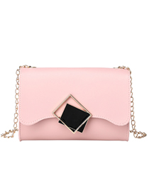 Fashion Pink Square Buckle Flap Crossbody Bag