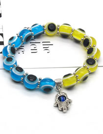 Fashion Blue Yellow Resin Geometric Eye Beaded Palm Bracelet