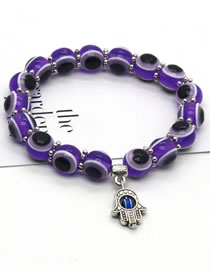Fashion Purple Resin Geometric Eye Beaded Palm Bracelet