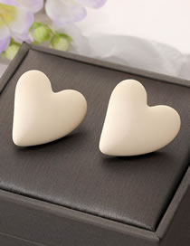 Fashion White Resin Geometric Heart Stud Earrings