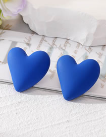 Fashion Navy Blue Resin Geometric Heart Stud Earrings