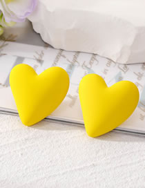 Fashion Yellow Resin Geometric Heart Stud Earrings