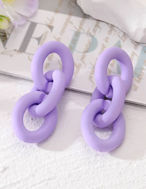 Fashion Purple Resin Geometric Chain Stud Earrings
