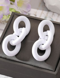 Fashion White Resin Geometric Chain Stud Earrings
