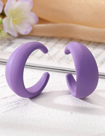Fashion Dark Purple Resin Geometric Crescent Earrings