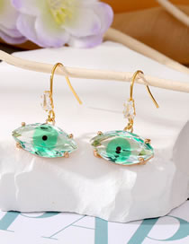 Fashion Green Eyes Geometric Rhinestone Eye Earrings