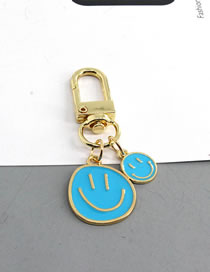 Fashion Blue Resin Drip Oil Smiley Keychain
